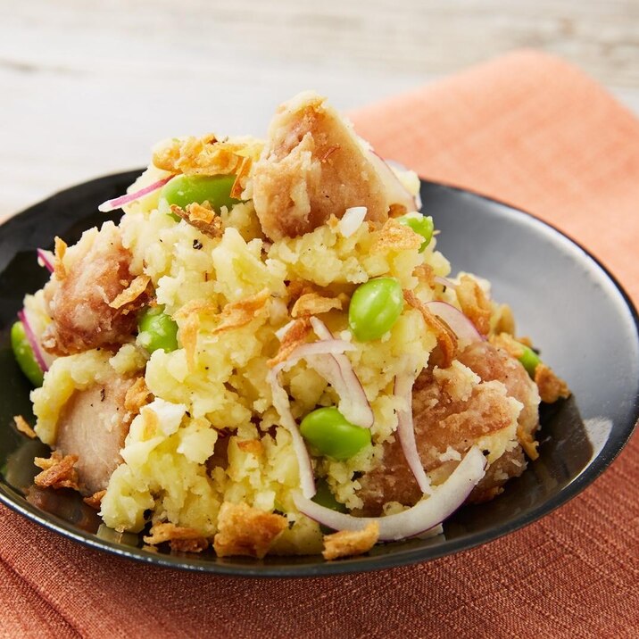 レンジで時短!唐揚げアレンジ★おつまみポテトサラダ